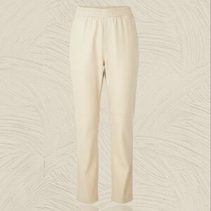 NWT 7 For All Mankind Ivory Vegan Leather Pull-On Jogger Pants Size Small